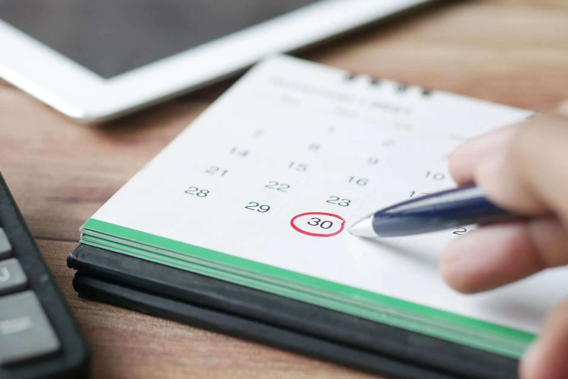 Marking a date on calendar.
