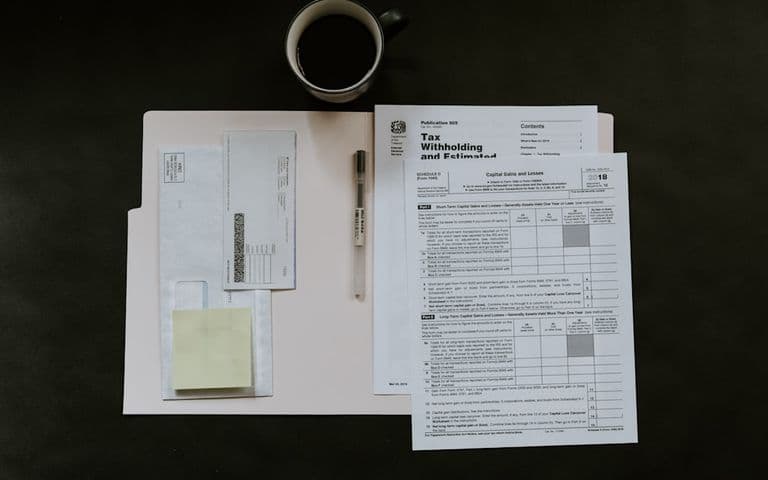 Paper bill on a desk
