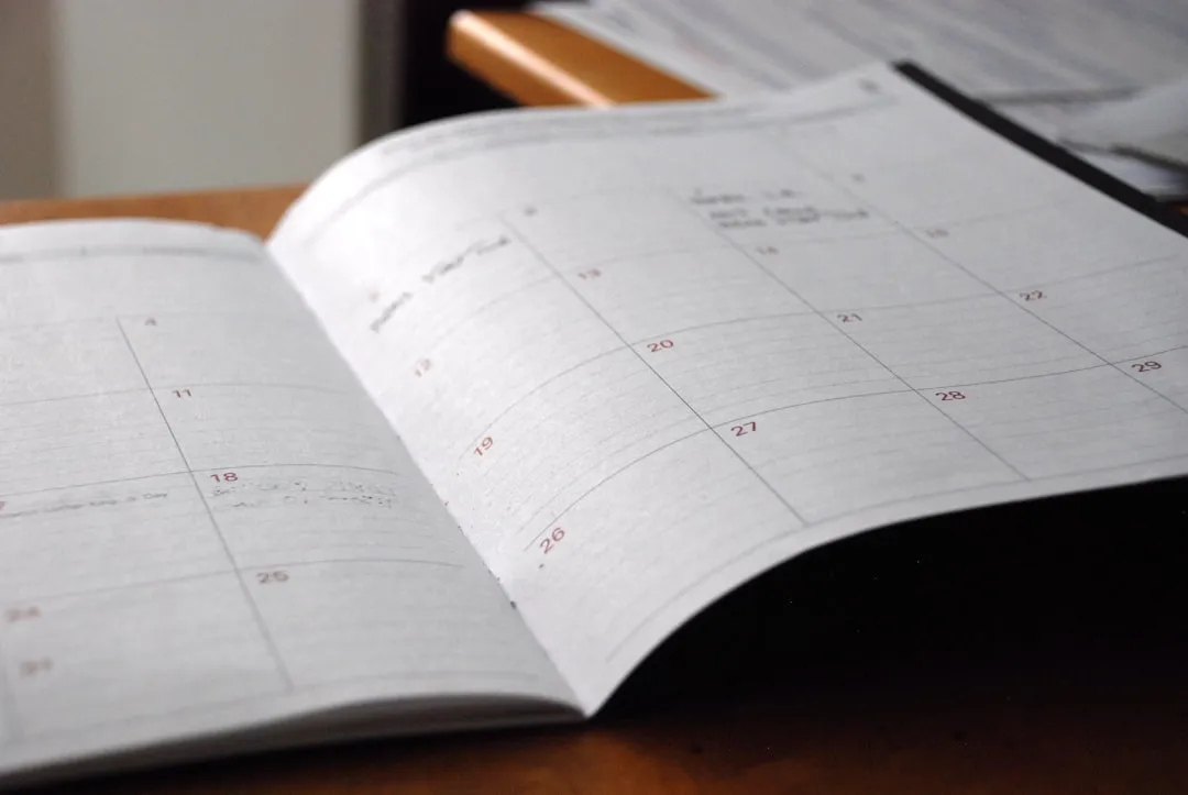 Monthly planner on desk