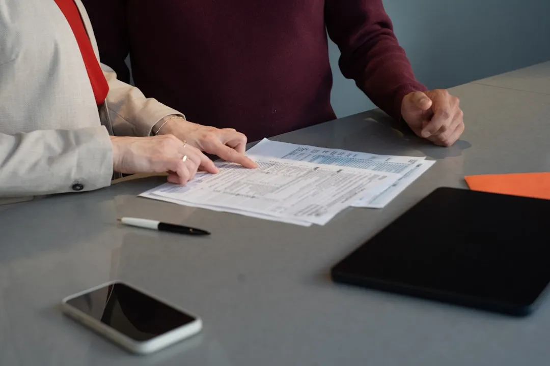 Reviewing a contract at a table
