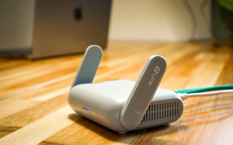Router on wooden table