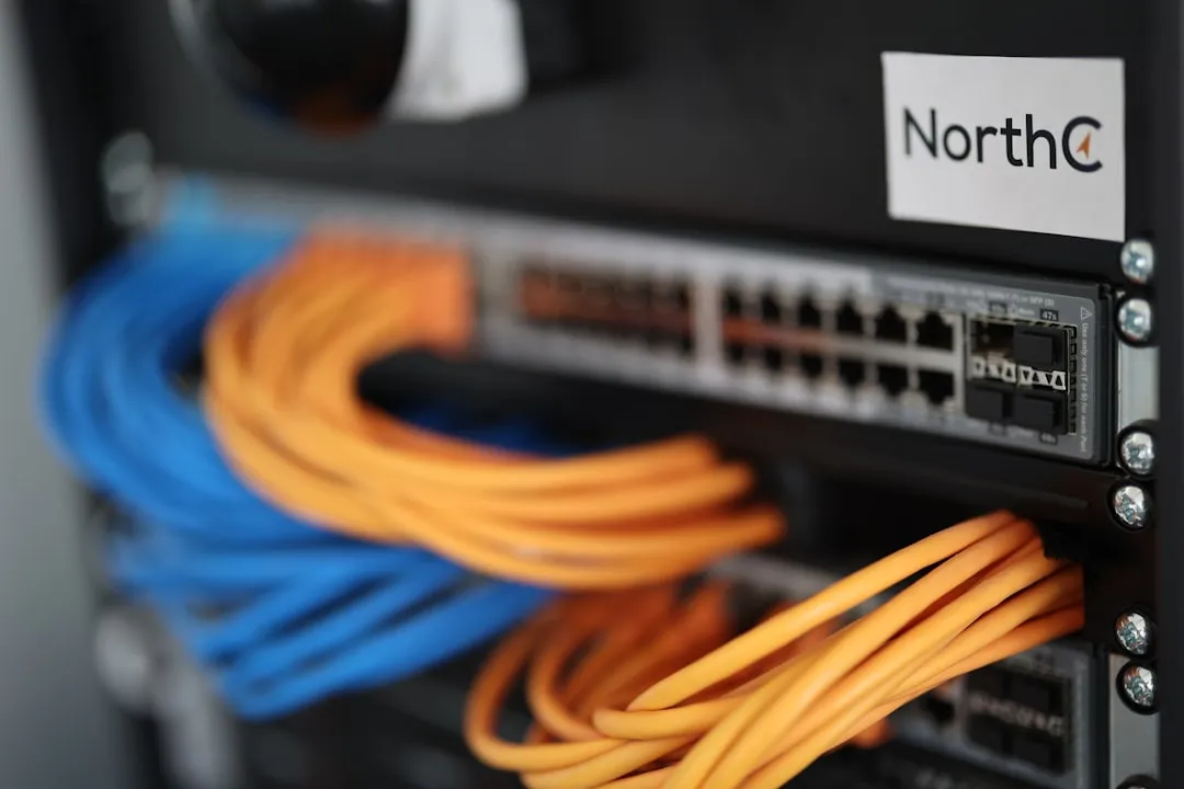 Ethernet cables in router.