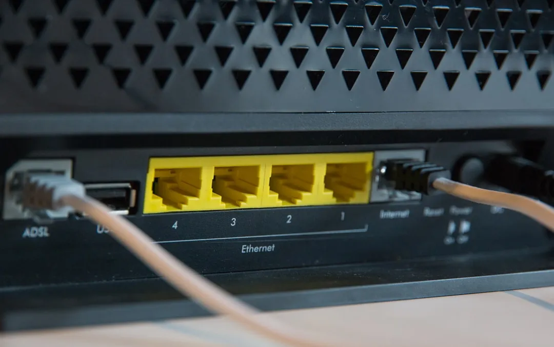 Router with cables attached